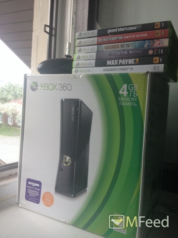 Xbox 360 + 6 игр на дисках