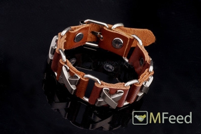 Мужской кожаный браслет Defense, коричневый RM60
